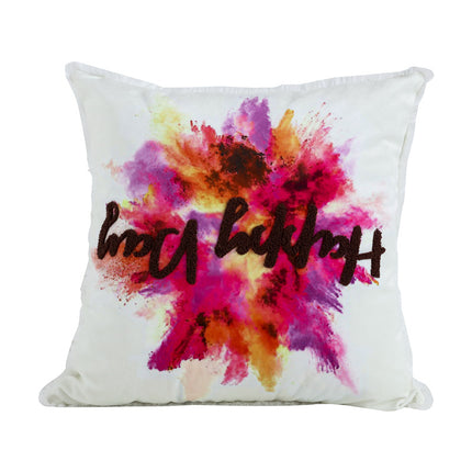 Velvet Embroidered Throw Pillow Printed Cushion Cover - Wnkrs