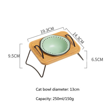 Gamelle en céramique pour chien et chat avec support en bois 