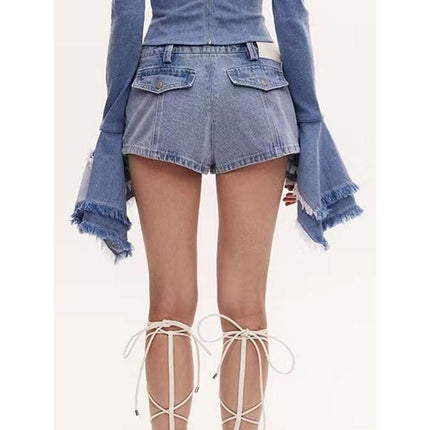 Short en jean taille basse chic