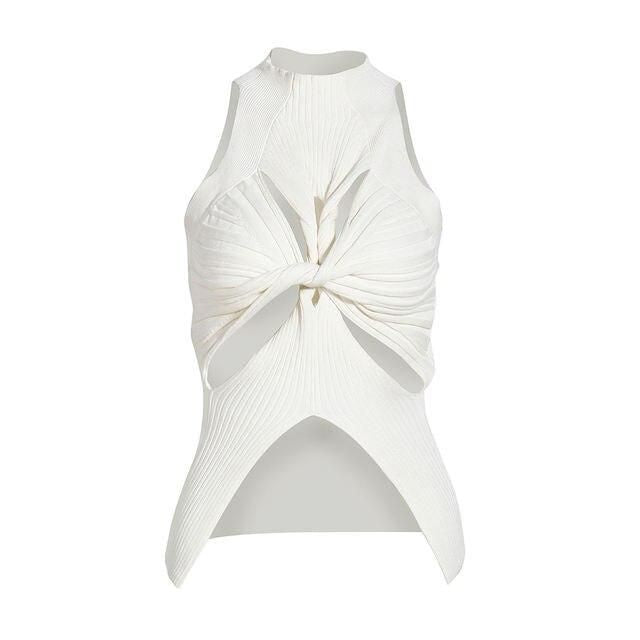 Camiseta sin mangas elegante de punto calado para verano