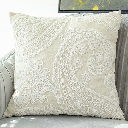 Embroidered cotton and linen tassel breathable pillowcase - Wnkrs