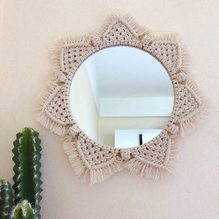 Sunflower. INS Scandinavian Girl Heart Mirror Handmade Tapestry Cosmetic Mirror Ring Home Decoration - Wnkrs