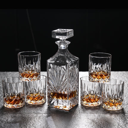 Lead-Free Crystal Glass Whiskey Glass Set 6pcs Creative Red Wine Glass Decanter Bottle - Wnkrs