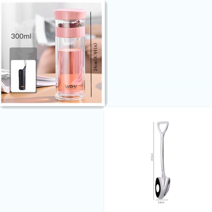 400ml Portable Double Wall Borosilica Glass Tea Infuser Bottle Of Water With Lid Filter Automobile Car Cup - Wnkrs