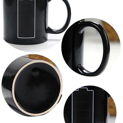 Battery display thermal temperature cup temperature sensitive color cup ceramic coffee mug - Wnkrs