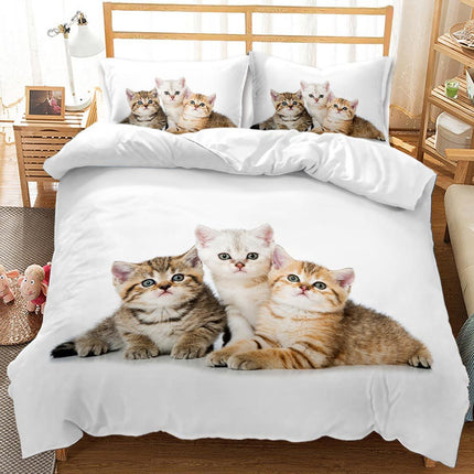 Three-piece Animal Cat and Dog Realistic Quilt Cover - Wnkrs