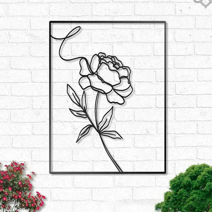 Décoration murale en fer avec fleur de rose minimaliste abstraite