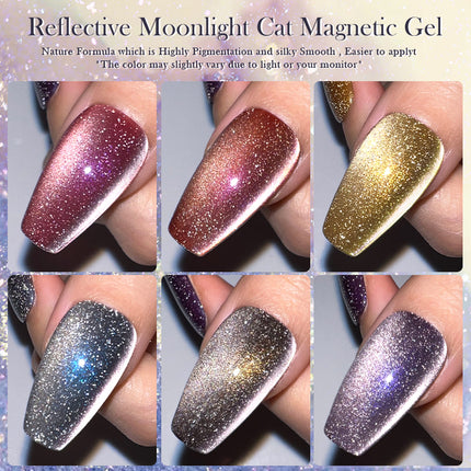 Esmalte de uñas en gel magnético con efecto gato y luz de luna reflectante de 10 ml