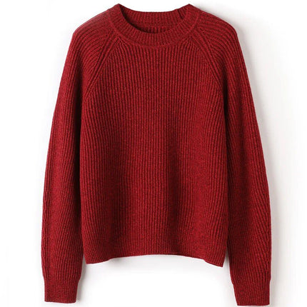 Melange Wool Warm Loose-Fit Pullover