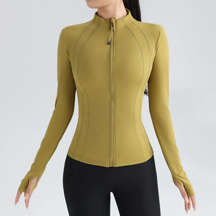 Veste de course entièrement zippée pour femme - Vêtements de sport extensibles à manches longues