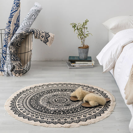 Ethnic style round carpet floor mat - Wnkrs