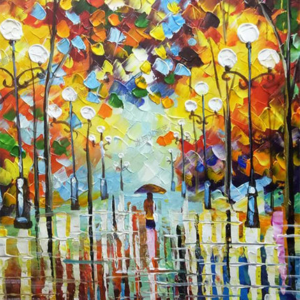 Modern Minimalist Rain Scene Hand-painted Oil Painting - Wnkrs