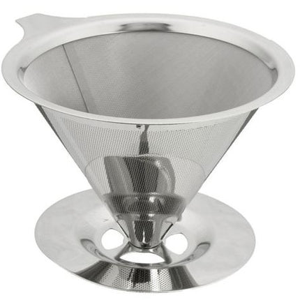 Stainless Steel Pour Over Cone Dripper Reusable Coffee Filter w Cup Stand - Wnkrs