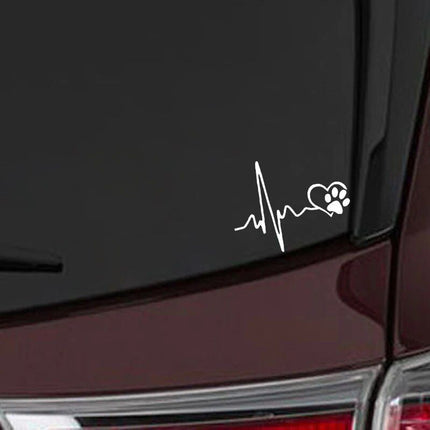 Cute ECG Heart & Paw Car Decal - Wnkrs