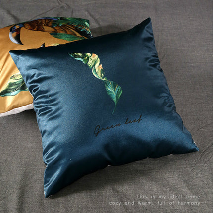 Modern rainforest bird green leaf print cushion cover - Wnkrs