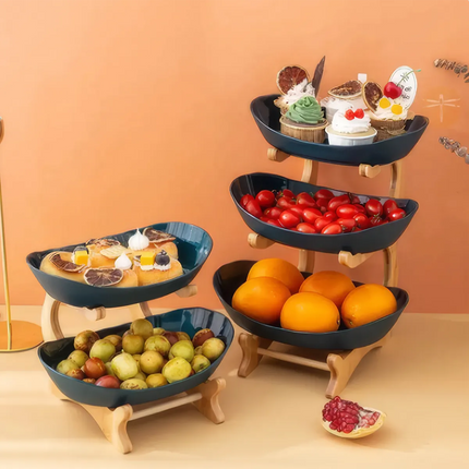 Bandeja de fruta de plástico moderna de tres capas | Decoración creativa para el hogar y la sala de estar