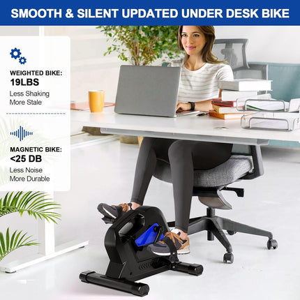 Compact Under Desk Bike Pedal Exerciser with Magnetic Resistance - Wnkrs