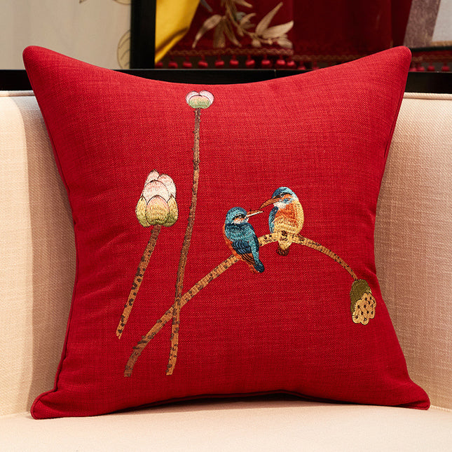 Chinese Embroidered Throw Pillow Sofa Cover Pillow Without Core