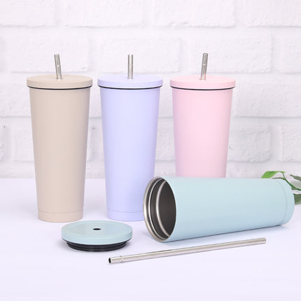 Creative Coffee Cup with Stainless Steel Straw Cup Insulation Cup - Wnkrs