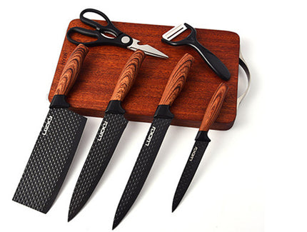 Six-Piece Set Of Stainless Steel Knives With Wooden Handle - Wnkrs