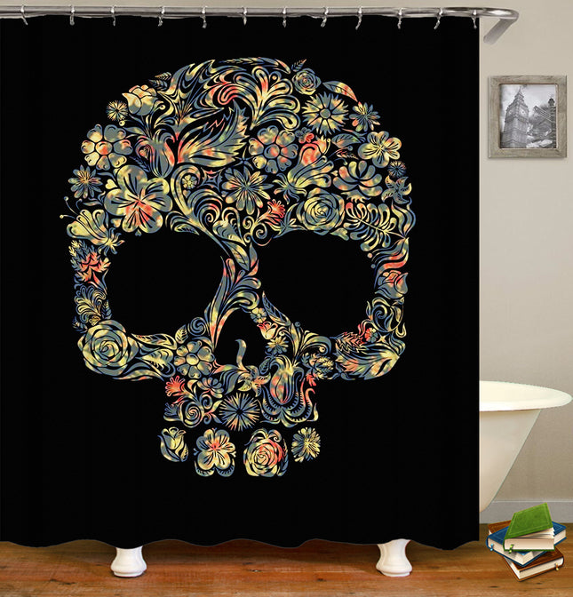 Skull Pattern Waterproof Shower Curtain Art Halloween Decoration Bathroom Curtain - Wnkrs