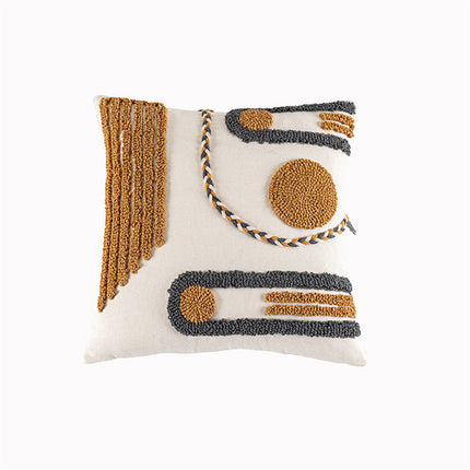 Indian Hand-tufted Cushion Cover, Ethnic Style Braid Loop Velvet Throw Pillow - Wnkrs