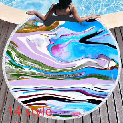 Round Printed Beach Towel Microfiber Bath Towel - Wnkrs