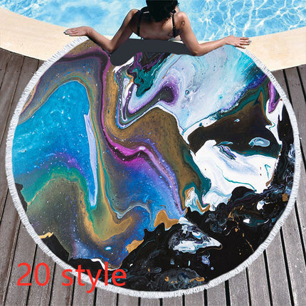 Round Printed Beach Towel Microfiber Bath Towel - Wnkrs