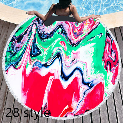 Round Printed Beach Towel Microfiber Bath Towel - Wnkrs