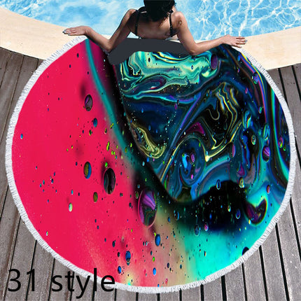 Round Printed Beach Towel Microfiber Bath Towel - Wnkrs