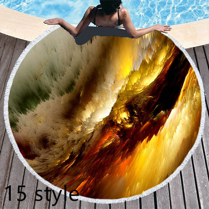 Round Printed Beach Towel Microfiber Bath Towel - Wnkrs