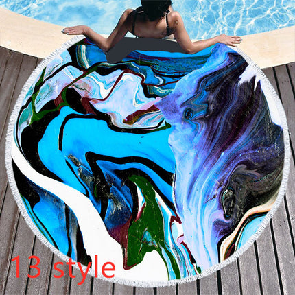 Round Printed Beach Towel Microfiber Bath Towel - Wnkrs