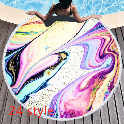 Round Printed Beach Towel Microfiber Bath Towel - Wnkrs