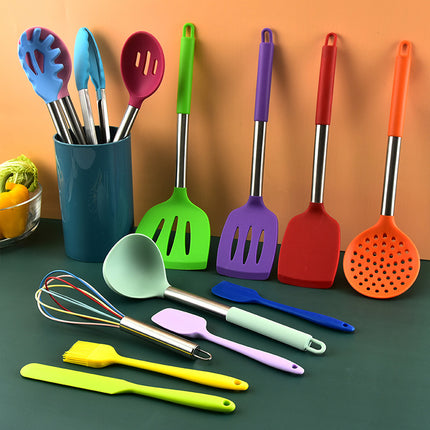 Color Silicone Kitchenware Set Silicone Cooking Shovel Spoon 14 Sets Of Kitchenware - Wnkrs