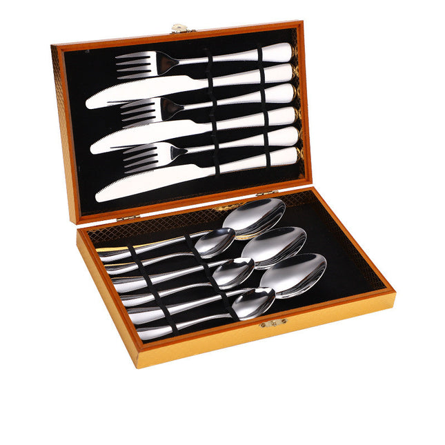 Stainless Steel Steak Cutlery Set Western Cutlery Cutlery Set Gift Box Wooden Box Cutlery - Wnkrs