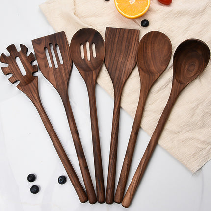 New 6-Piece Black Walnut Kitchen Utensils Household Solid Wood Kitchen Cooking Wooden Shovel Wooden Spoon Cooking Set - Wnkrs