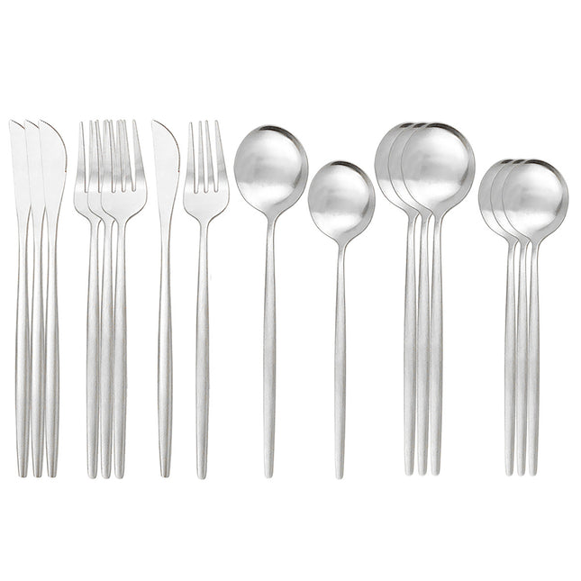 Stainless Steel Matte 16-piece Western Cutlery Set - Wnkrs