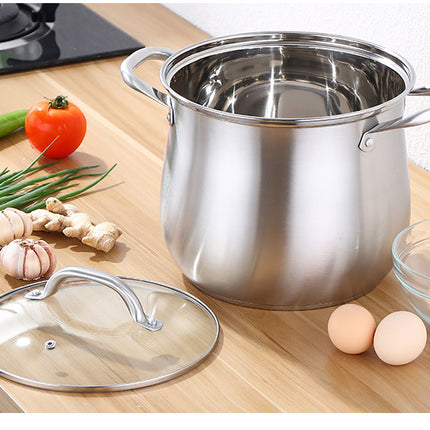 Household 304 Stainless Steel Soup Pot, Extra-high with Double Bottom and Thick Stew Pot Cookware Kitchen Pots Hot Pot 2.5-9L - Wnkrs