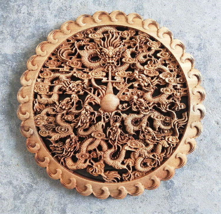 Small Pendant Ornaments Camphor Solid Wood Hollow Carving