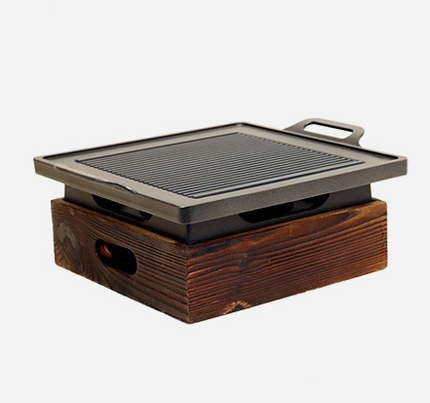 Wooden Seat Korean Style Grill Pan Grill Household Smokeless - Wnkrs