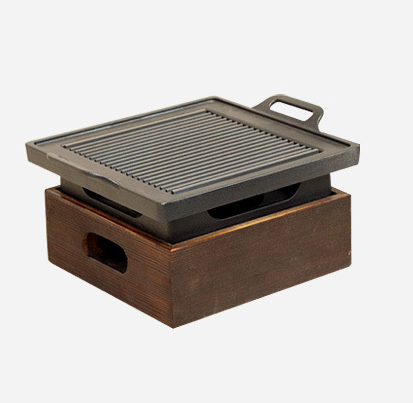 Wooden Seat Korean Style Grill Pan Grill Household Smokeless - Wnkrs