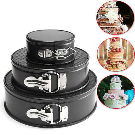 3PCS SET Non Stick Cake Tier Mold Baking Pan Tray Spring Form Round Bakeware - Wnkrs