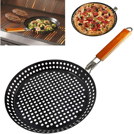 Outdoor Camping Foldable Round Frying Pan Picnic BBQ Heat Resistant Steak Grilled Skillet - Wnkrs