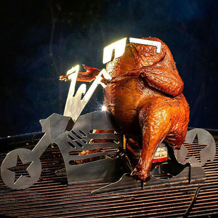 Chicken Stand Beer Funny American Motorcycle BBQ Steel Rack Tools Funny Roast Chicken Rack Grilling Roast Rack - Wnkrs