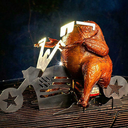 Chicken Stand Beer Funny American Motorcycle BBQ Steel Rack Tools Funny Roast Chicken Rack Grilling Roast Rack - Wnkrs