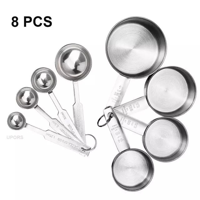 Stainless Steel Measuring Cup And Spoon Set, Luxurious Stackable Measuring Spoons, Household Tools, Kitchen Accessories - Wnkrs