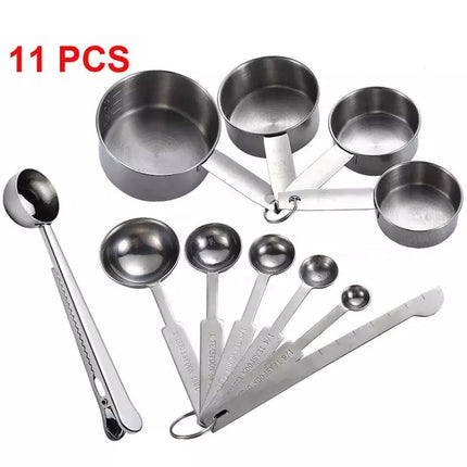 Stainless Steel Measuring Cup And Spoon Set, Luxurious Stackable Measuring Spoons, Household Tools, Kitchen Accessories - Wnkrs