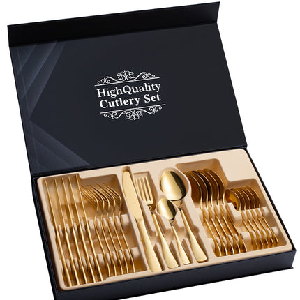 Stainless Steel Cutlery Set 24-Piece Gift Cutlery Steak Cutlery Gift Box - Wnkrs