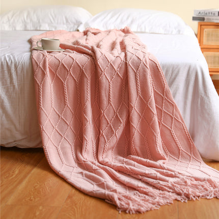 Pure Color Coral Fleece Knitted Sofa Blanket - Wnkrs