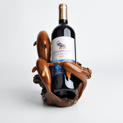 Resin Home Decorations Imitation Bronze Crafts European Style Dolphin Wine Rack Decorations - Wnkrs